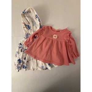 Just Lizzy & Carter's Baby Girl Tops Lot 2pc 6-9 Months Pink Blue Floral Spring